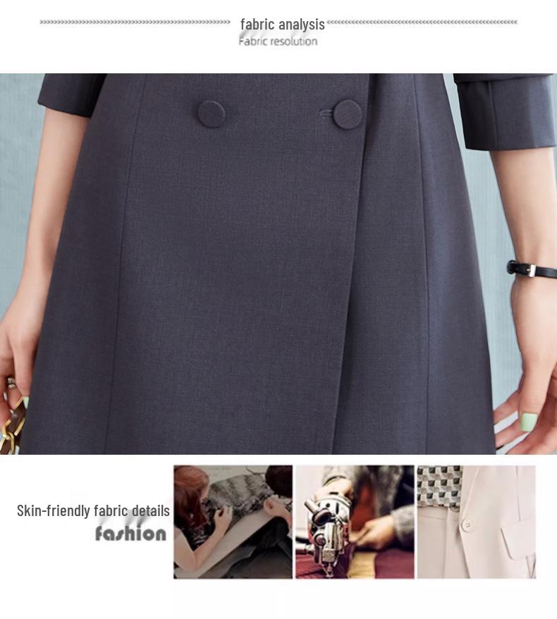 High-End Women's Suit Dress for Spring/Autumn: Elegant, Professional Formal Wear for Teachers, Speakers, and Hosts.