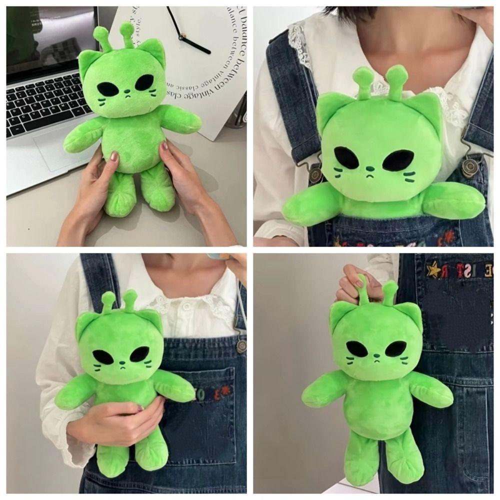 Green Alien Cat Plush Toy PP Cotton Space Cat Plushie Kids Toy Kitten Plushie Dolls Couple Gifts