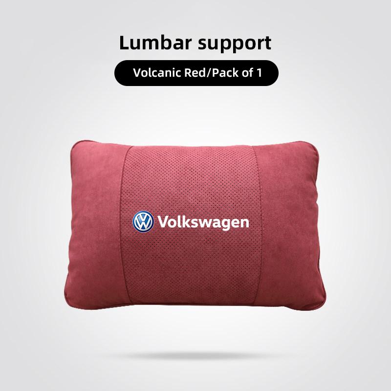 Car Suede Headrest Seat Neck Pillow Head Support For VW Tiguan Arteon Taigo Caddy CC e-up Golf Polo Passat Jetta Amarok Hub Cap