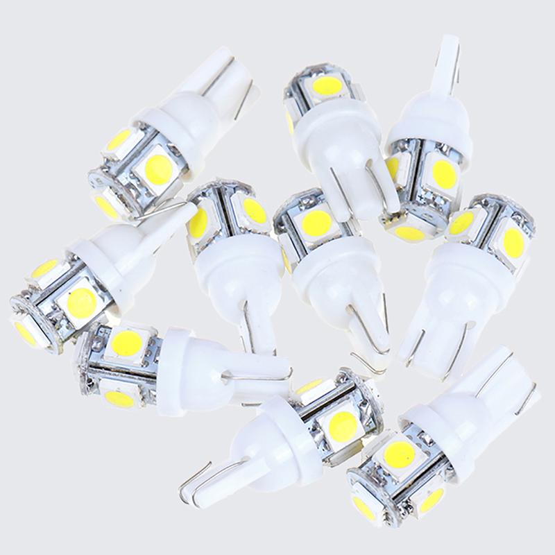 10Pcs White T10 Wedge 5-Smd 5050 5W5 Led License Plate Bulbs Indicator Light