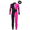 Girls Long Sleeve Stand Collar Shiny Rhinestone Contrast Color Hollow Back Dance Jumpsuit Hair Band