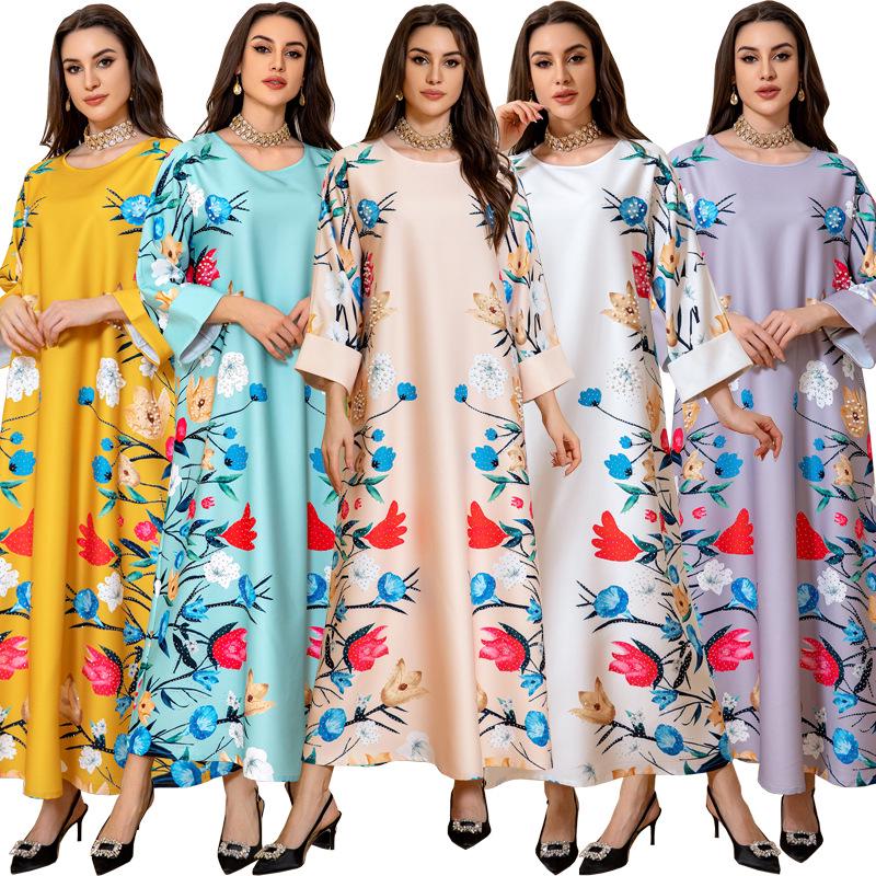 AB346 Arabic Dubai Fashion Rhinestone Jalabiya