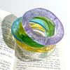 Fun Transparent Cute Acrylic Gentle Wave Wide Version Square Resin Charm Bangle Bracelet for Women Travel Jewelry Hip Hop Bangle