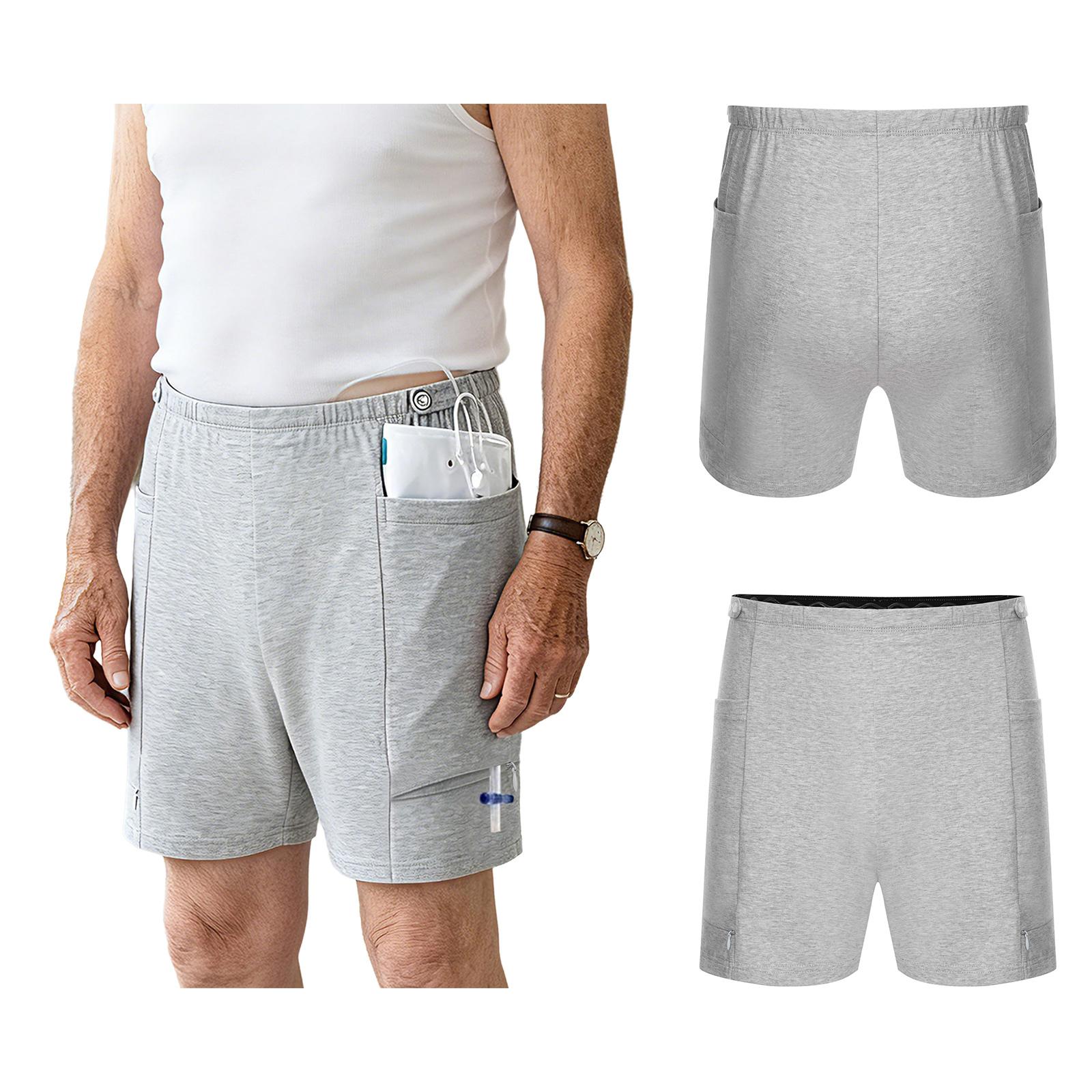 Tiaobug Postoperatieve Nefrostomie Onderbroek Verstelbare Tailleband Anti-slip Urine Opvangzak Shorts met Zakken voor Mannen Vrouwen XS
