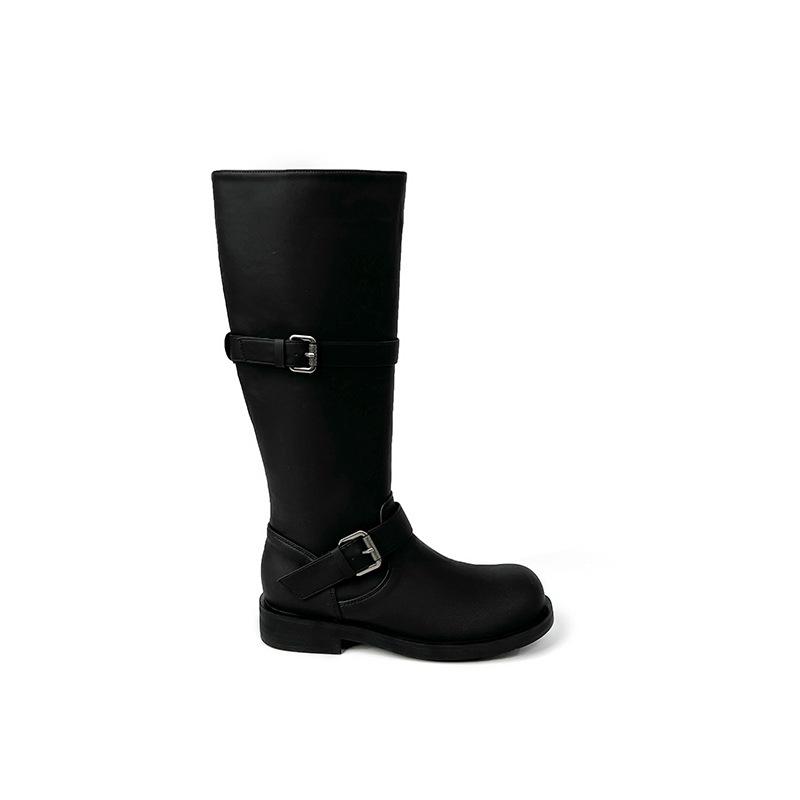 2025 autumn and winter new Maillard platform boots women's retro western knight boots brown with skirt cowboy boots