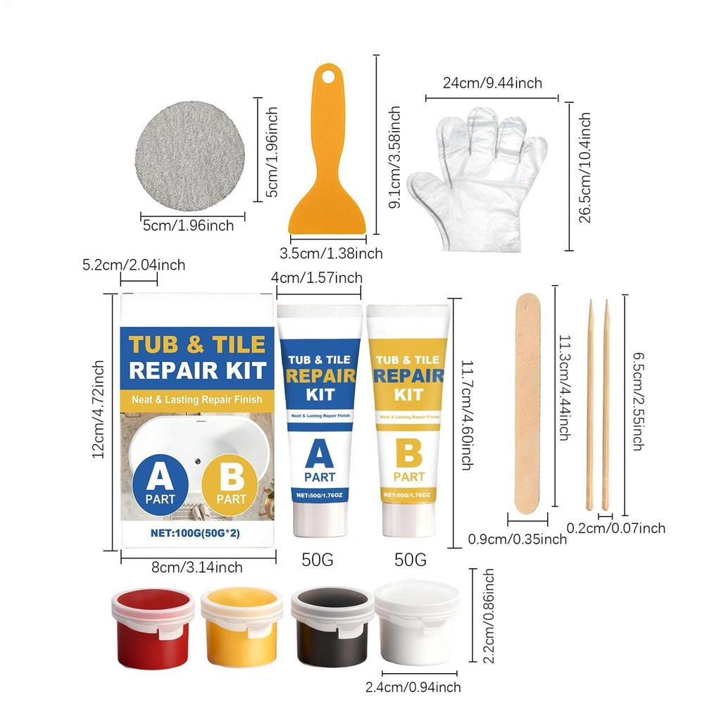 Fliesenriss-Reparaturset Wasserdichter Marmor-Dichtstoff Starker Klebstoff Bodenfliesen-Reparaturset für Badewanne Badezimmer Küchenboden Toilette