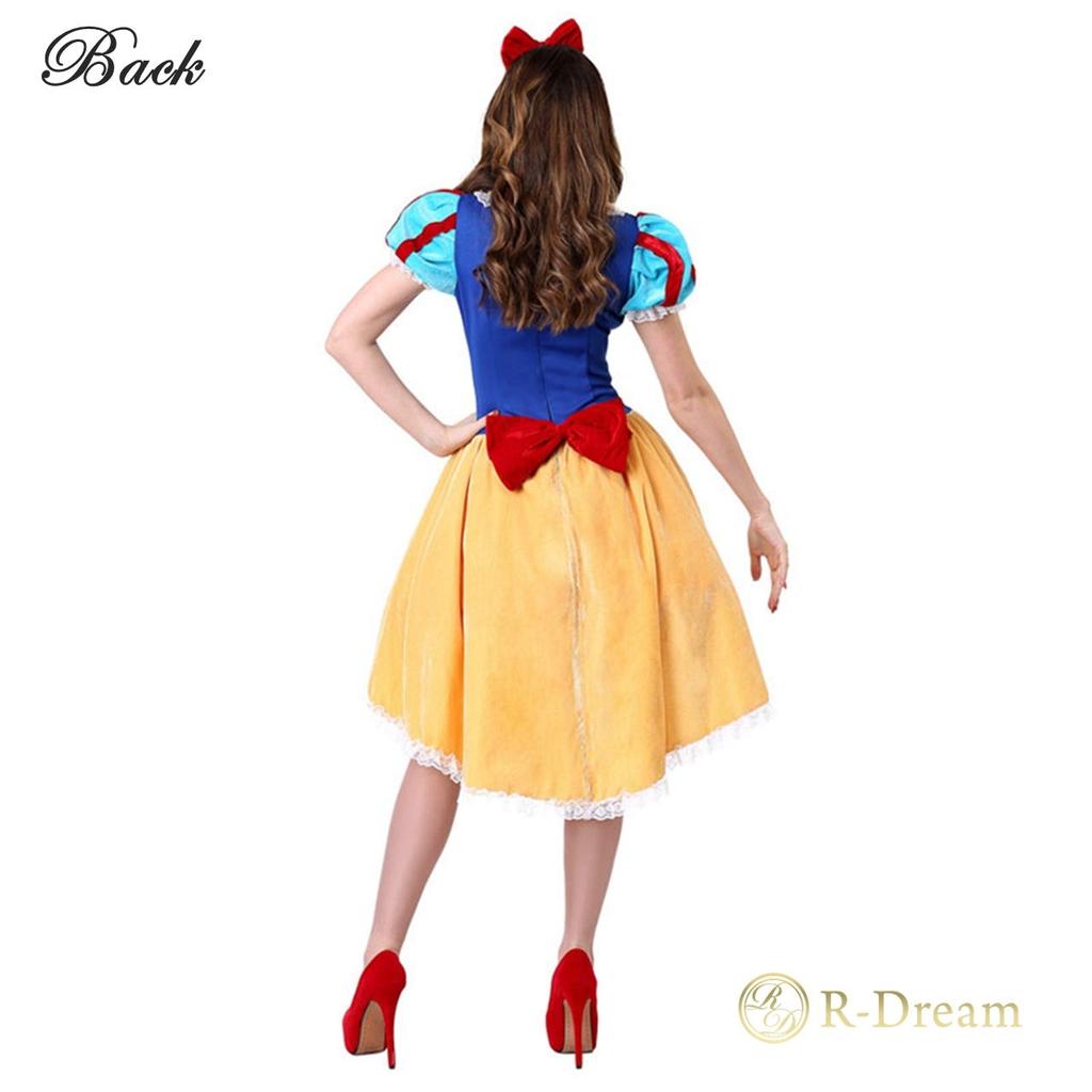 [R-Dream] Snow White Costume Adult Dress Halloween Fancy Dress Outfit Cosplay Mermaid Skirt Snow White Princess Costume Women's (L Size)