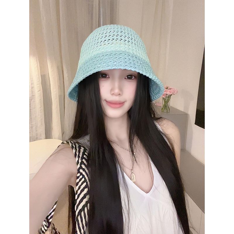 Japanese Style Cut Out Fisherman Hat Women's 2025 New Arrival Outdoor Sun Hat Sun Protection Bucket Hat Face-Looking Small Sun Hat