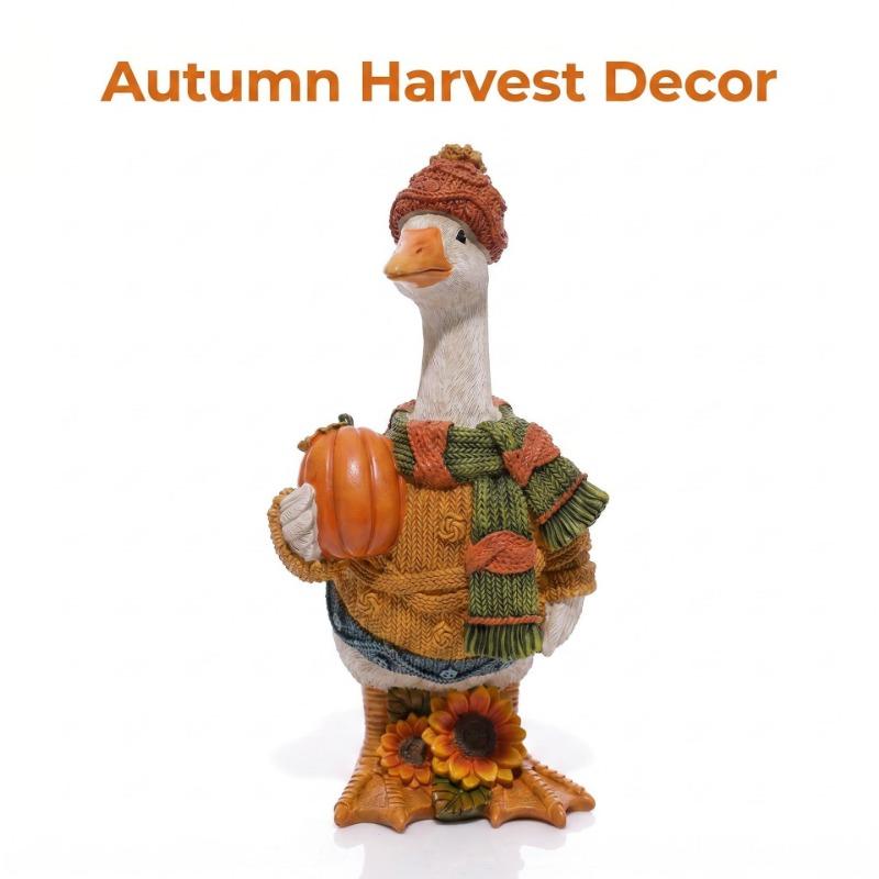 1PC New Autumn Pumpkin Duck Ornament Halloween Pumpkin Duck Resin Ornament