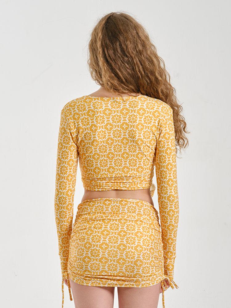 Painbei Ruched Skirt, Geo Yellow