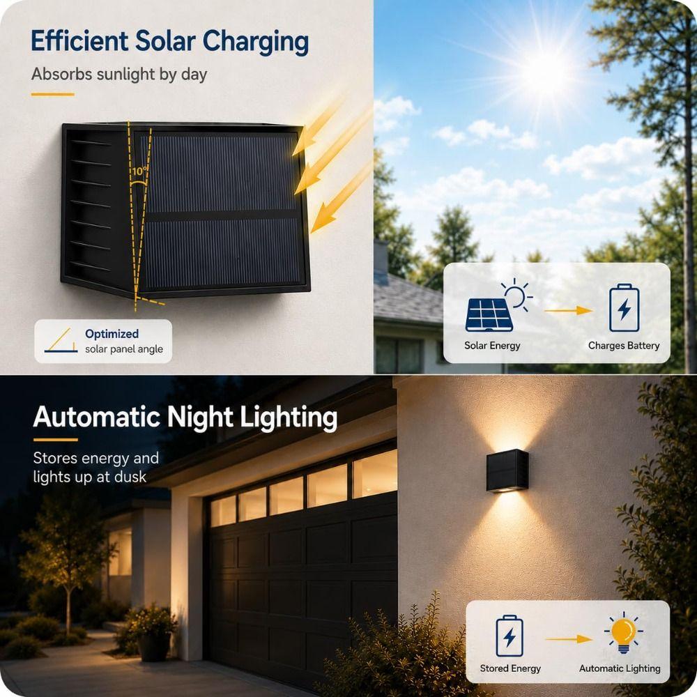 3000K Warm White Solar Wall Light Up Down Lighting Outdoor Wall Light Outdoor Garden