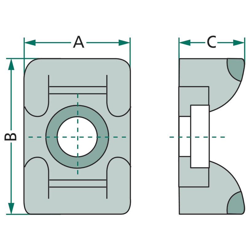 Polyamide cable clip holder 25x14.5