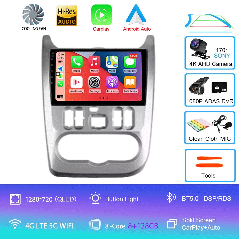 Radio auto Android 14 2Din Multimedia pentru Lada Renault Logan 1 Sandero 2009-2015 Dacia Duster Unitate principală de navigație Carplay Stereo