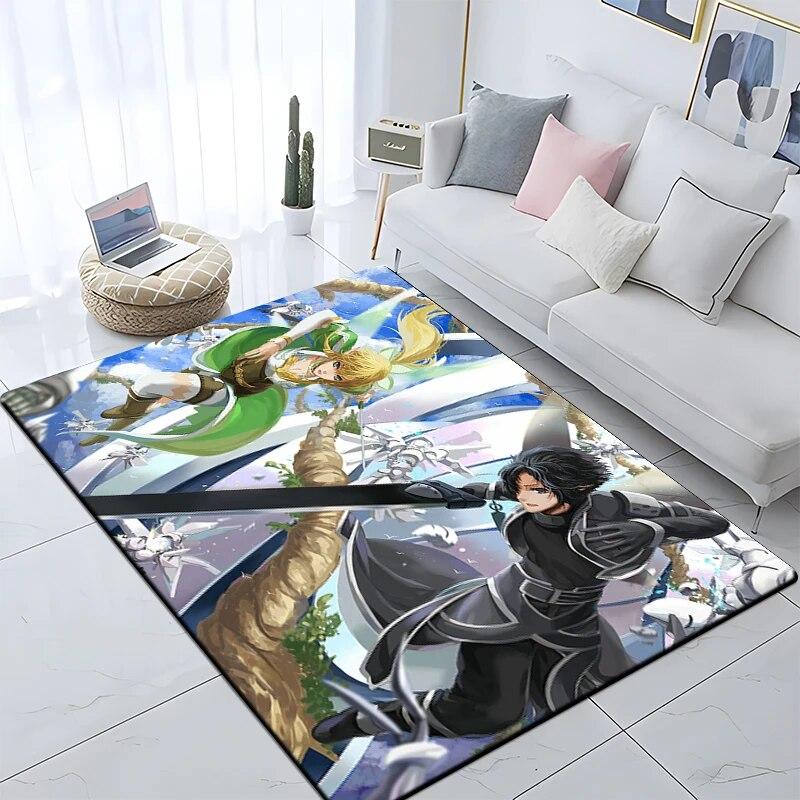 Hot Anime SAO Sword Art Online Modern House Living Room Floor Matte Bedroom Carpet Poster Mat Pattern Decorative Square Rug Gift