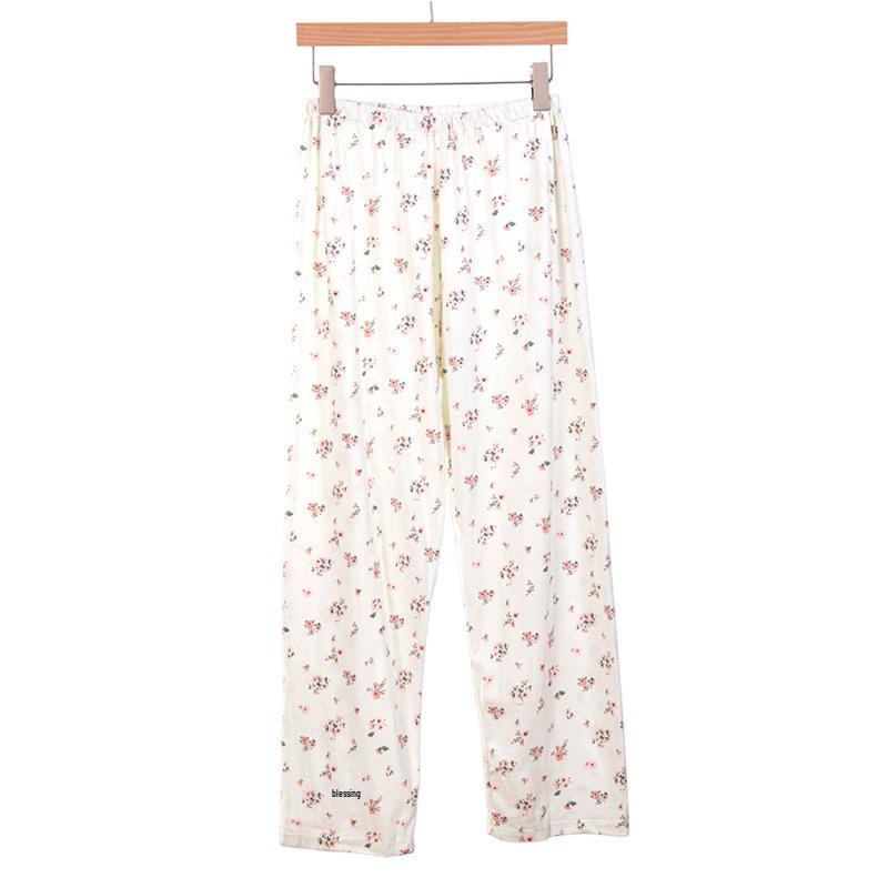 Women's Pure Cotton Knit Pajama Pants - Spring/Summer, Loose Fit, Plus Size, Elastic Waist, Mosquito-Proof