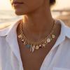 Boho Ocean Series Chunky Metal Chain Necklace For Women Enamel Flower Starfish Turtle Pendant Choker Vacation Aesthetic Zircon