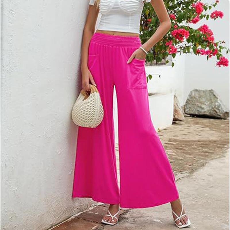 Women Autumn Winter Versatile Draped Solid Color High-Waisted Wide-Leg Pants with Pocket