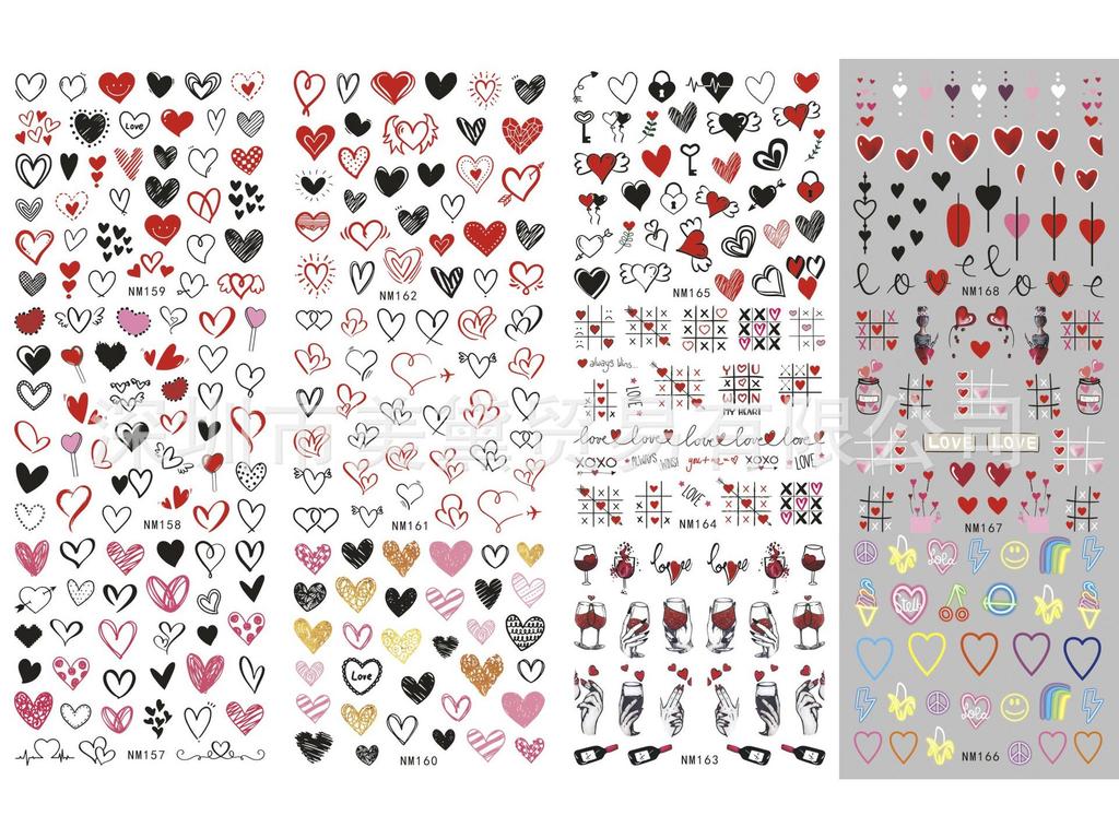 Abstrakte Smiley-Gesicht Wasseraufkleber für Nägel - Große Bögen