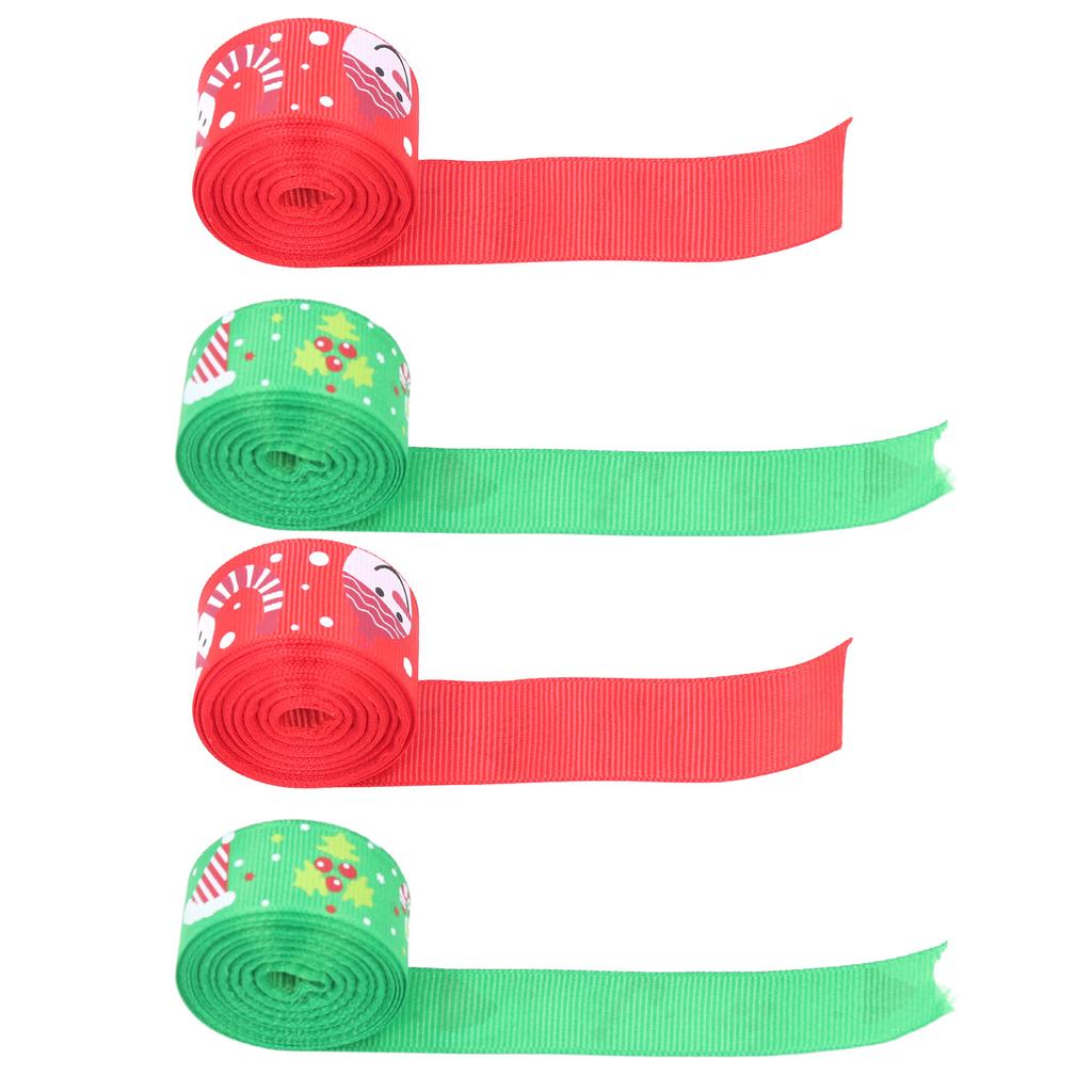 4Pcs Gift Ribbon Premium Polyester Bright Colors Exquisite Pattern Wide Application Wrapping Ribbon