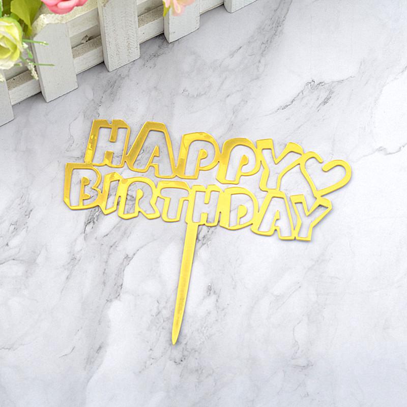 Gold & Black Mirrored Acrylic Cake Topper