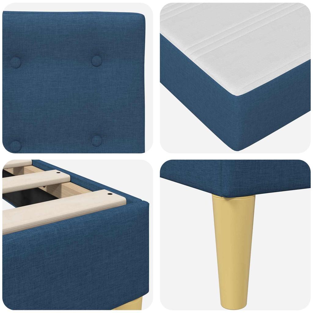 Bed Frame with Mattress and Headboard Blue 80 x 200 cm Fabric