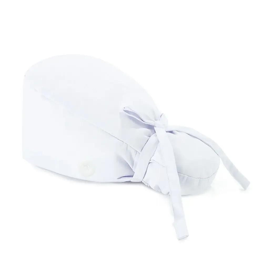 Adjustable HeadCover With Sweatband Men Women Bouffant Hat Pure Colour Cotton Hats Surgical Scrub Cap