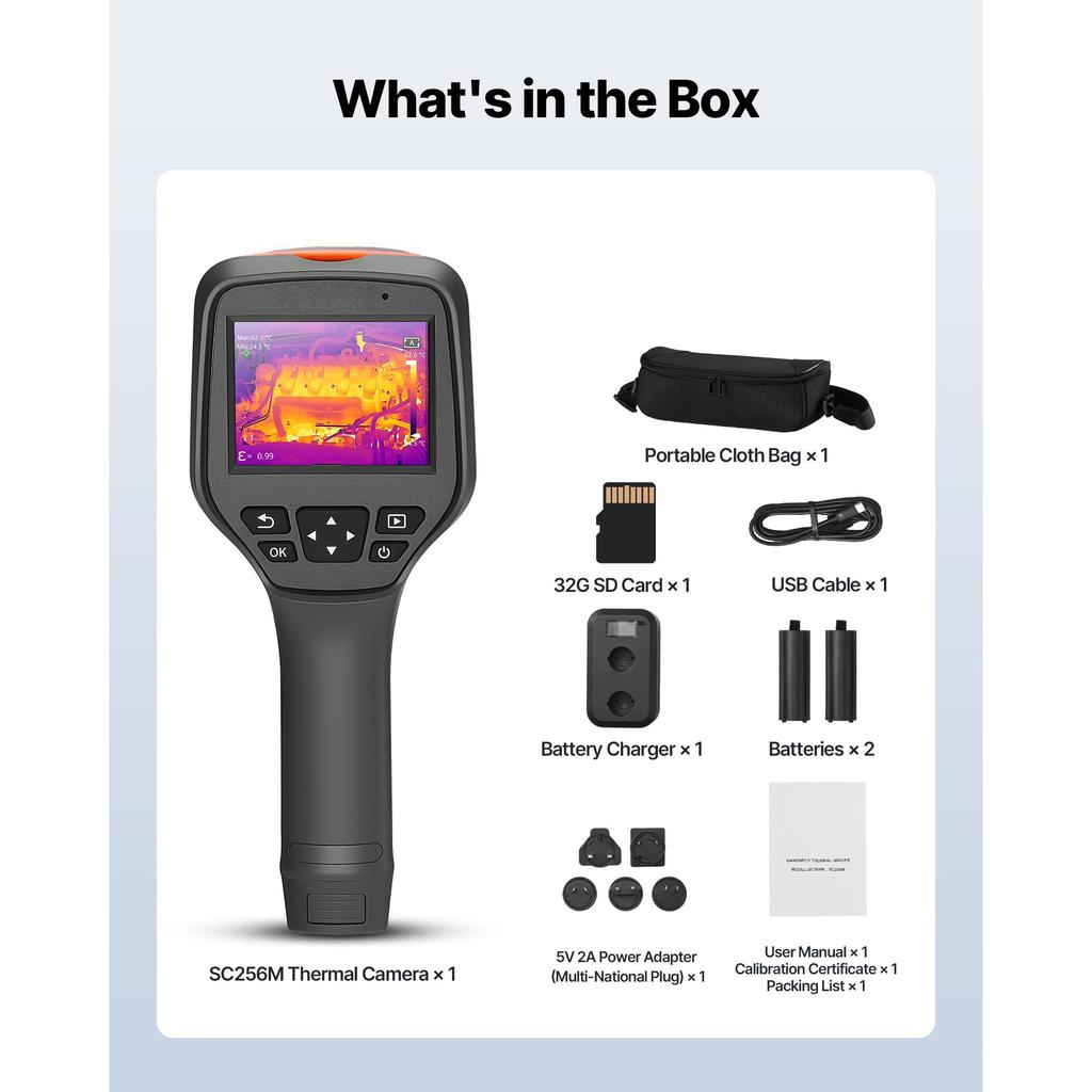 SucceBuy Thermal Camera 256 X 192 IR Resolution Handheld Imaging Camera with 2MP Visual Camera 25HZ Refresh Rate Infrared Imager