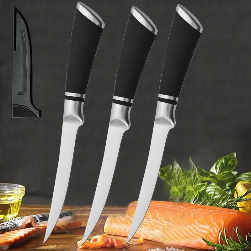 Stainless Steel Fillet Knife Professional Japanese Fish Knives for Meat Cleaver Poultry Cutting with Non-Slip Boning Knife