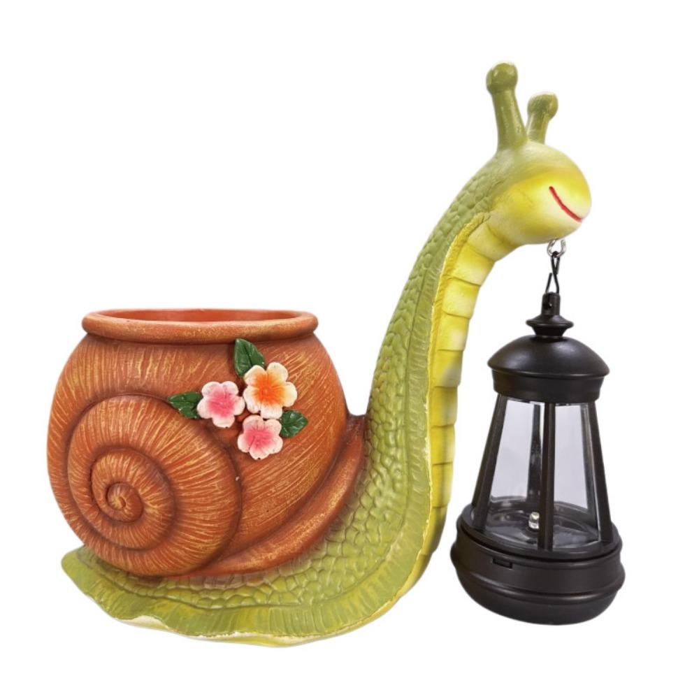 Decorative Snail Holding Solar Lantern Resin Garden Vase Snail Statue Planter Decorative Flowerpot цветной