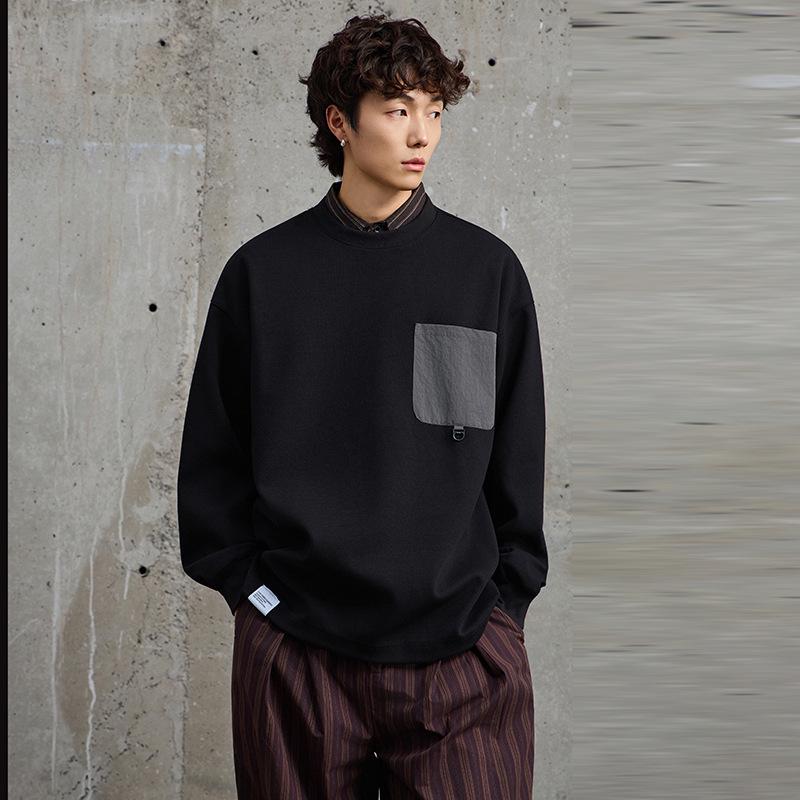 

KUKULUKY Мужской модный повседневный свитер с принтом букв, осенне-зимний, пэчворк с цветовыми блоками, свободного кроя, топ с круглым вырезом 3XL чёрный