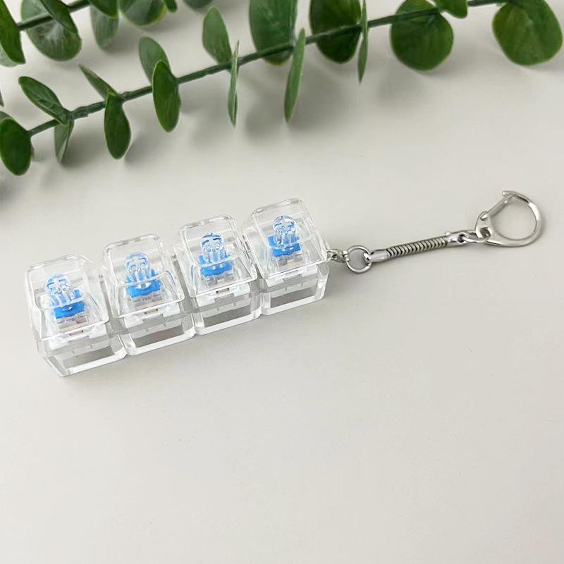 Transparent 4-Key Decompression Keychain with Light and Sound Effects