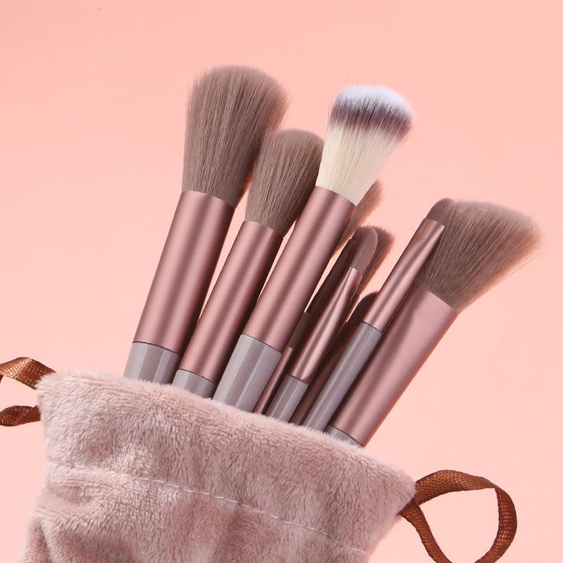 13-Piece Makeup Brush Set Season Green Brown Coffee Color Soft Bristles Non-Shedding Brush Set Eyeshadow Loose Powder