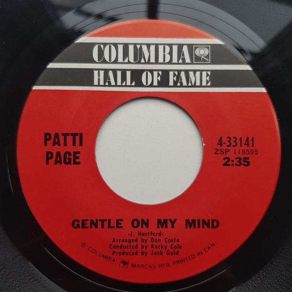 

7inch Record PATTI PAGE - Gentle On My Mind / Little Green Ap 433141 COLUMBIA 1969 Canada Pop Used