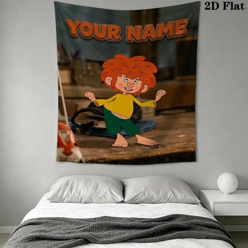 Custom Name Pumuckl Wall Tapestry Aesthetic Wall Hanging Printed Fabric Blanket Decorative Tapestries for Bedroom Living Room Home Decor