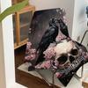 1pc Gothic Raven & Cherry Blossom Flannel Blanket - Custom Name/Message Personalized Skull Design  for Halloween