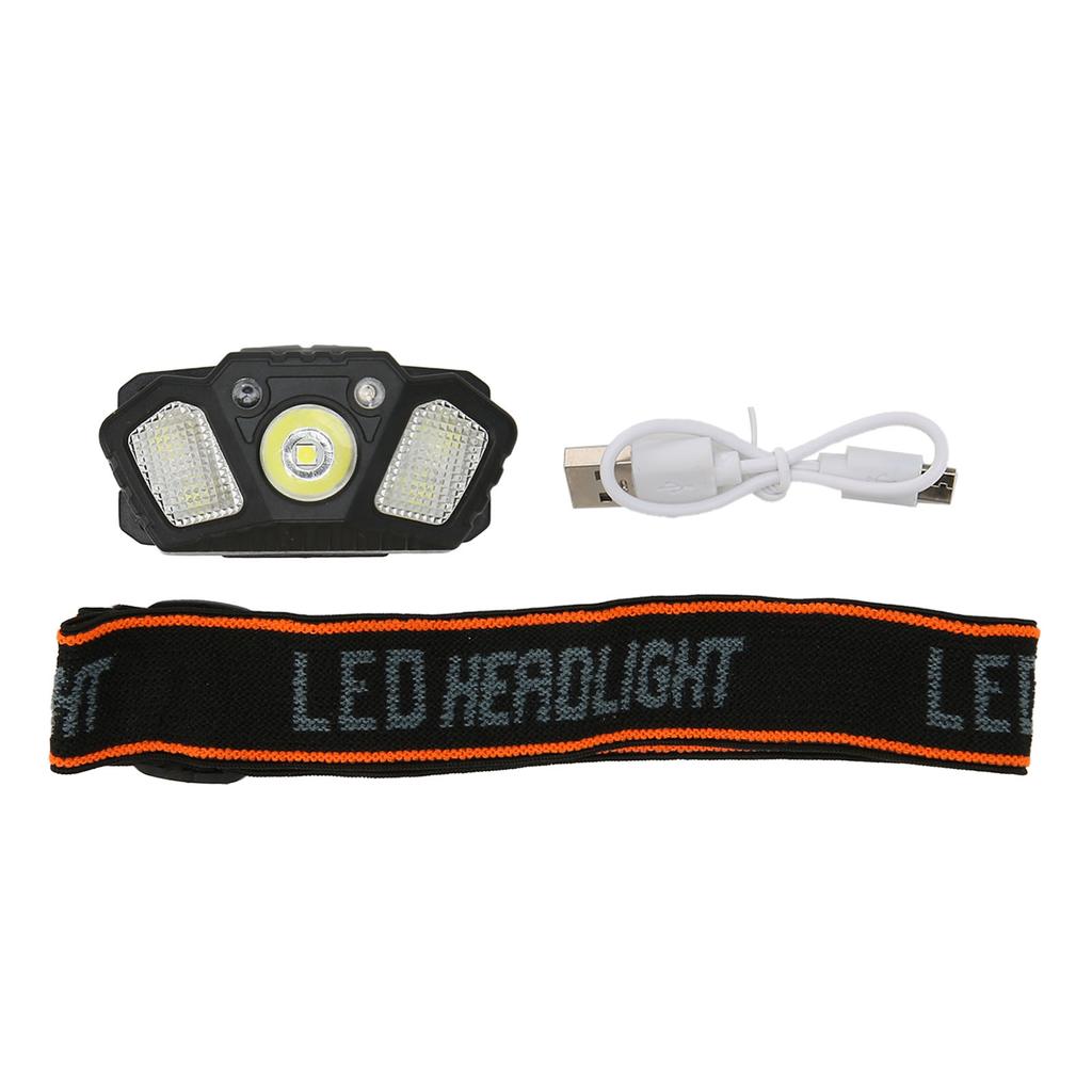 LED Headlamp Rechargeable Bright Lightweight USB Sensor Headlight for Outdoor Camping Running