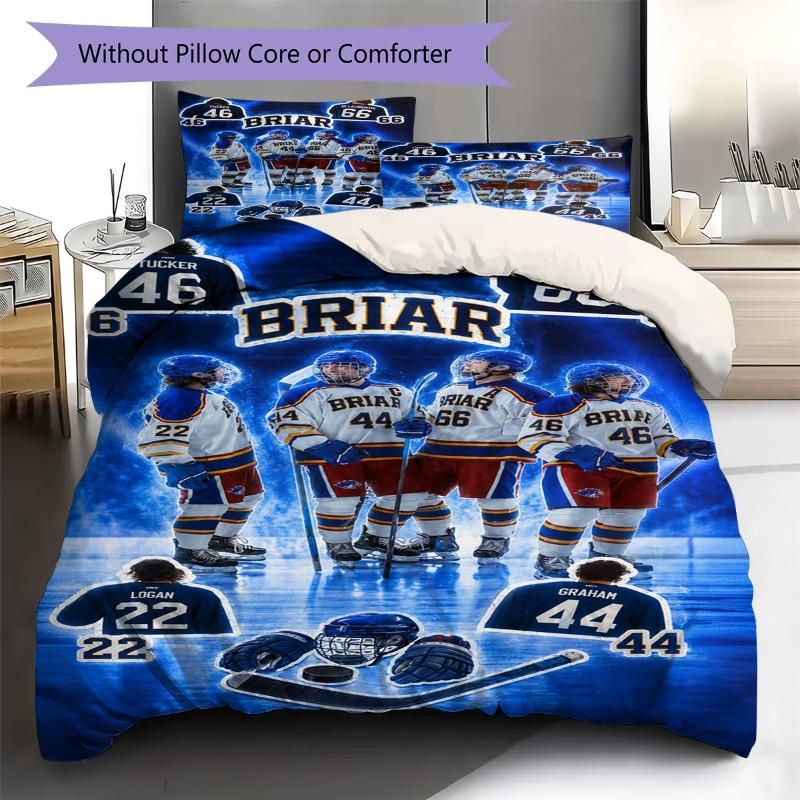Briar University Hockey Team Uniform Print 3 Pieces Duvet Cover Set Sports Romance Bedding Bedroom Home Decor Without Pillow Core