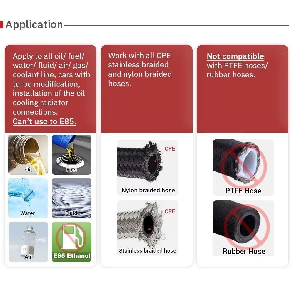 AN4/AN6/AN8/AN10 Oil Line Connector Aluminum Alloy Oil Hose End Adaptor Braided Fitting