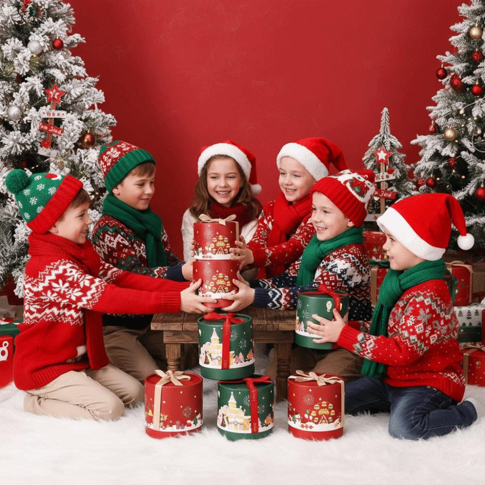 DIY Christmas Candy Box Cartoon Paper Mousse Cake Box New Dessert Case  for Xmas Party