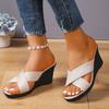 Thick-bottomed Large-size Cross-toed High-heeled Slippers Women's New Hemp Rope Wedge Heel Sandals