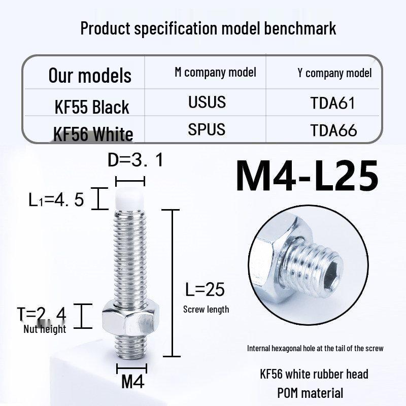 Polyurethane Rubber Head Buffer Bolt with Stainless Steel Hex Screw, Anti-Collision Stop Bolt M6/M8