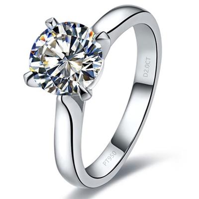 D Color Sterling Silver 2CT Engagement Ring Silver Brand 4 Prong Women 18K White Gold Wedding Jewelry [3MNSCD] 8.0mm