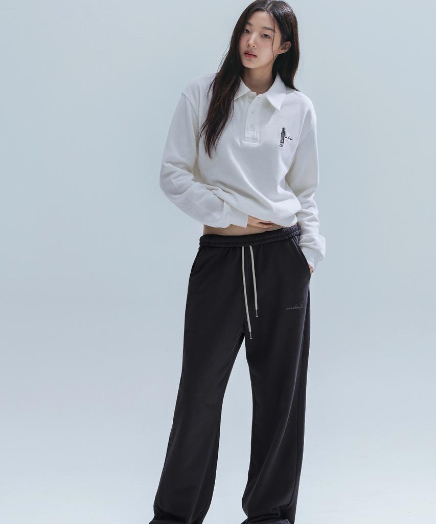 ANNEHEARTS Wide String 2Ways Sweatpants_Black