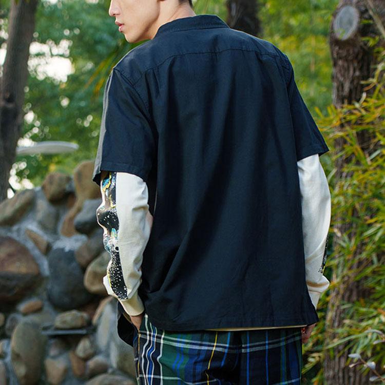 Vans Fun Earth Embroidery Short Sleeve Shirt Men Tops Black VN0007WQBLK