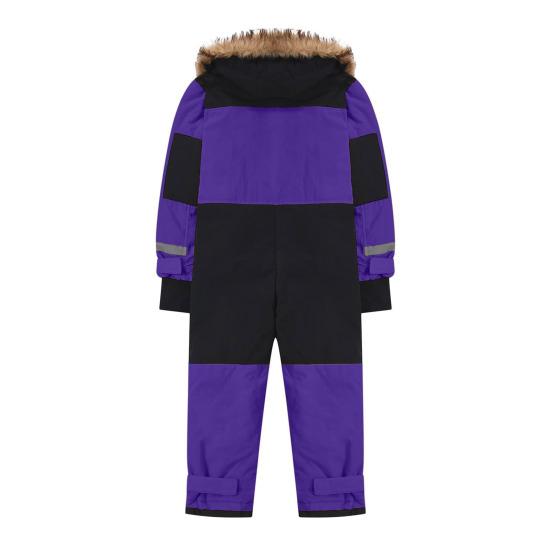 Kids One Piece Ski Suit Waterproof Windproof Snowsuit Tear-Resistant Warm Coral Fleece Lining Winter Outdoor Overalls for Boys Girls Snowboarding