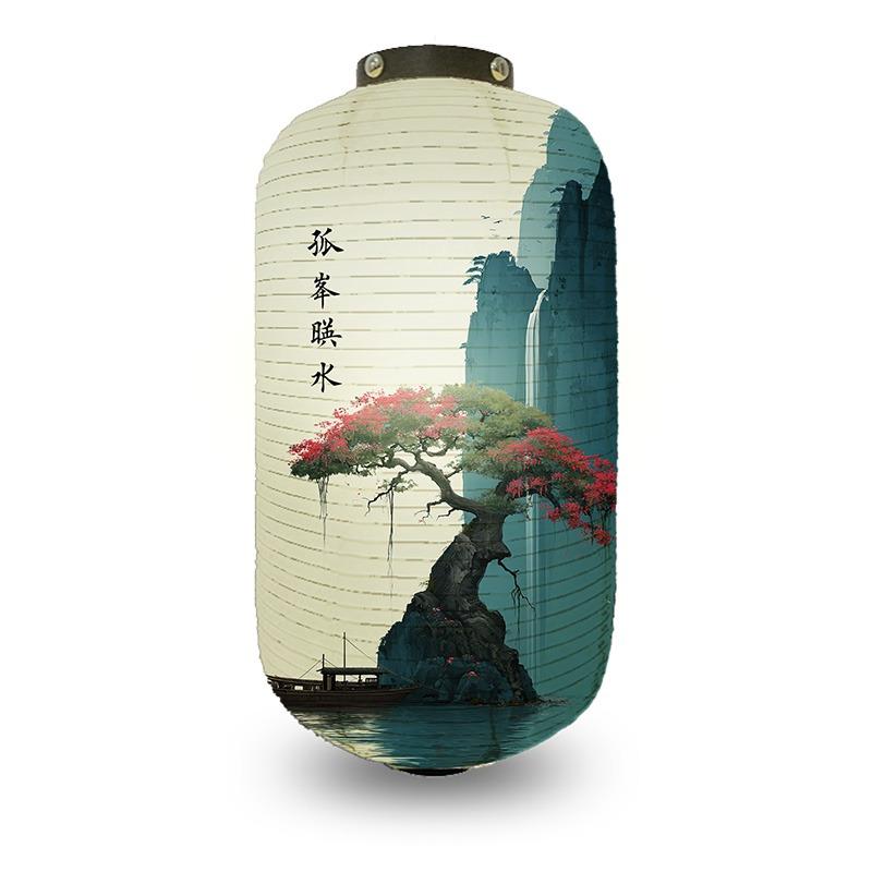 Chinese Pine Tree Scenery Pattern Lantern Outdoor Traditional Cylinder Lantern Wedding New Year Festival Decoration Lantern