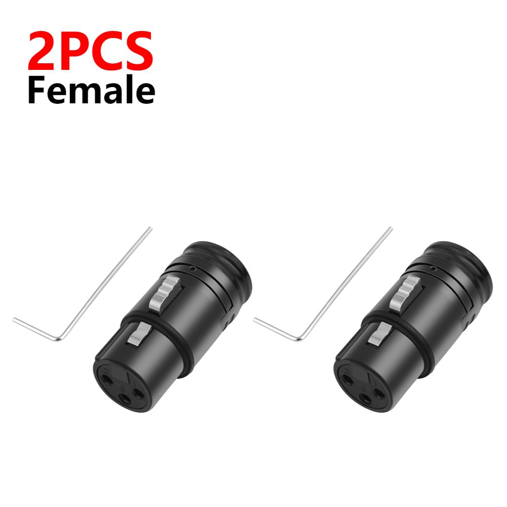 1-5PCS Male To Male/Female To Female XLR Audio Gold Plated Connector Plug with Wrench Black Shell 3 Pin XLR Solder Connector