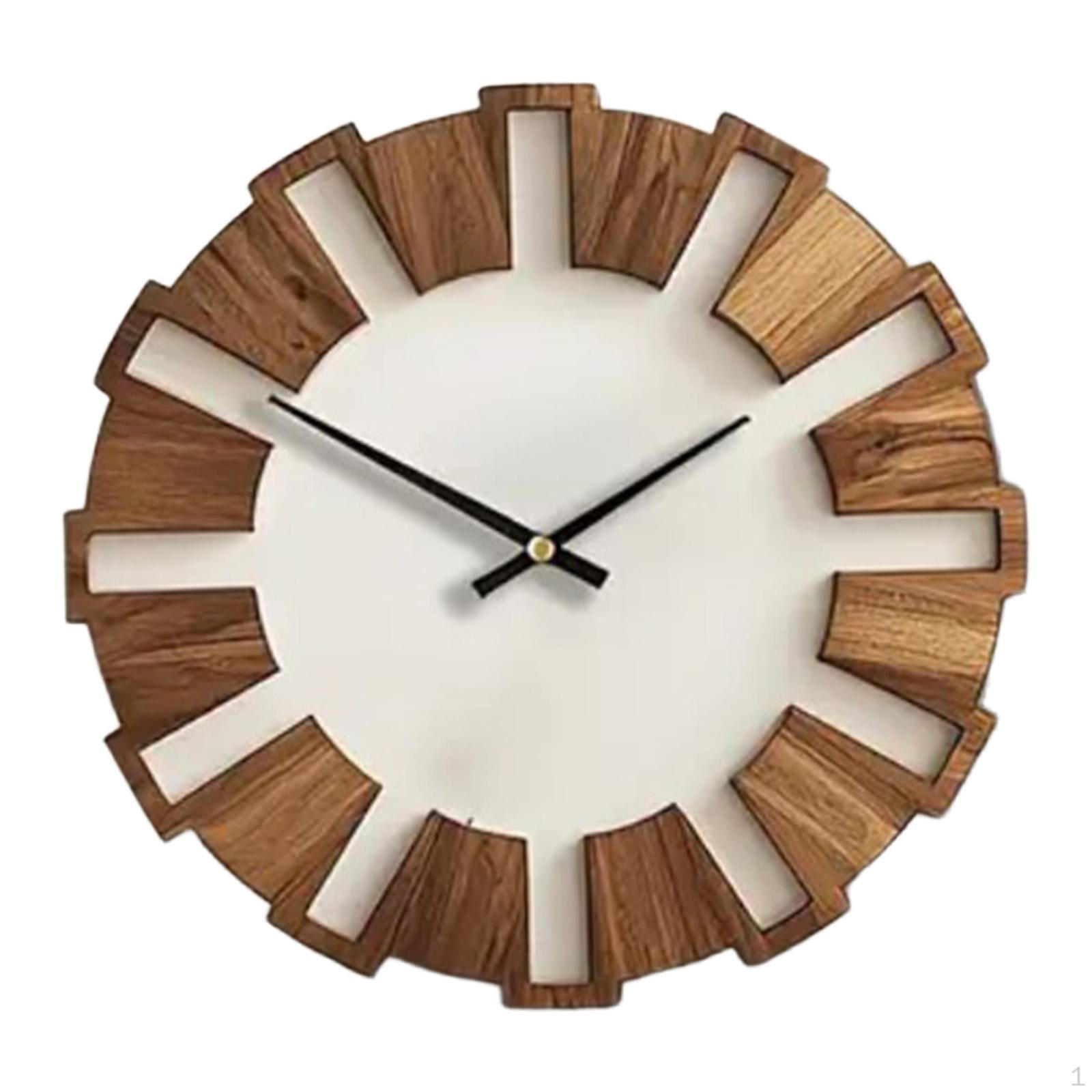 

Round Wooden Clock Non Ticking Wall Watch for Kitchen Bedroom 20cm