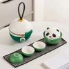 Ceramic Panda 4-piece Tea Cup Set Travel Portable Cute Tea Set Drinking Utensils Kung Fu Tea Cup1 Pot and 3 Cups