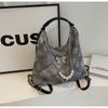New Denim Pattern Tote Bag, Women'S Commuting Large-Capacity High-End Backpack, Student Class Shoulder Bag